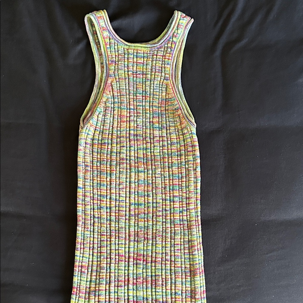 Anthropologie Ribbed Multicolor Tank Top - Green Mix - Picture 2 of 4